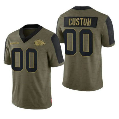 Custom Football Jerseys KC.Chiefs Olive 2021 Salute To Service Limited Jersey