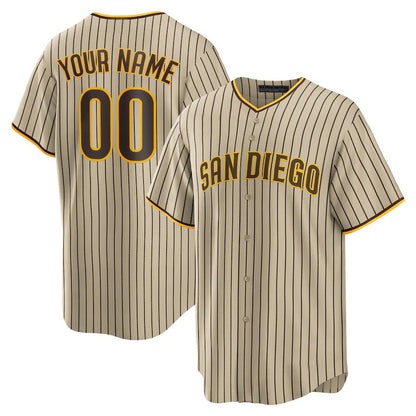 Custom San Diego Padres Brown Road Custom Replica Team Baseball Jersey