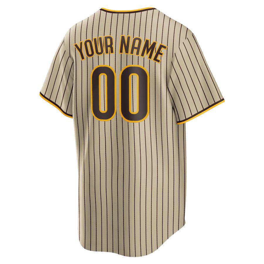 Custom San Diego Padres Brown Road Custom Replica Team Baseball Jersey