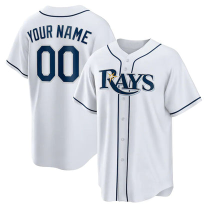 Custom Tampa Bay Rays White Home Replica Team Baseball Jersey