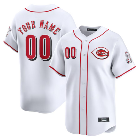 Custom C.Reds White Home Limited Game Baseball Jerseys