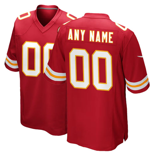 Custom KC.Chiefs Red Home Game Football Jerseys