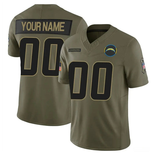 Custom LA.Chargers Salute To Service Olive Limited Football Jerseys