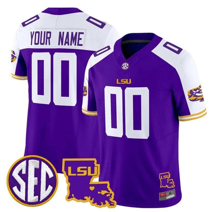 Custom L.Tigers Purple-White Vapor Limited Stitched College Jerseys