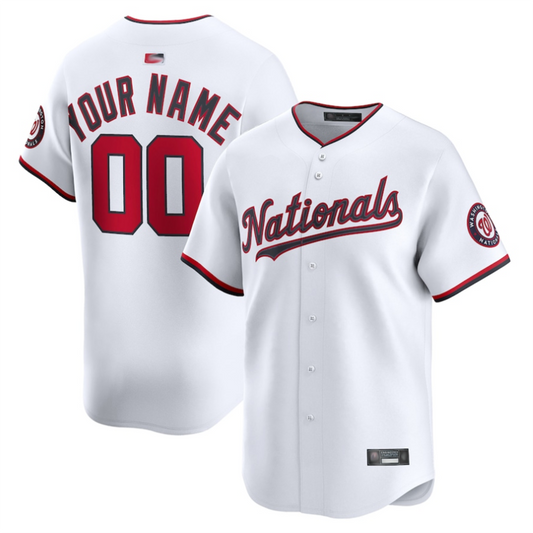 Custom W.Nationals White Home Limited Baseball Jerseys