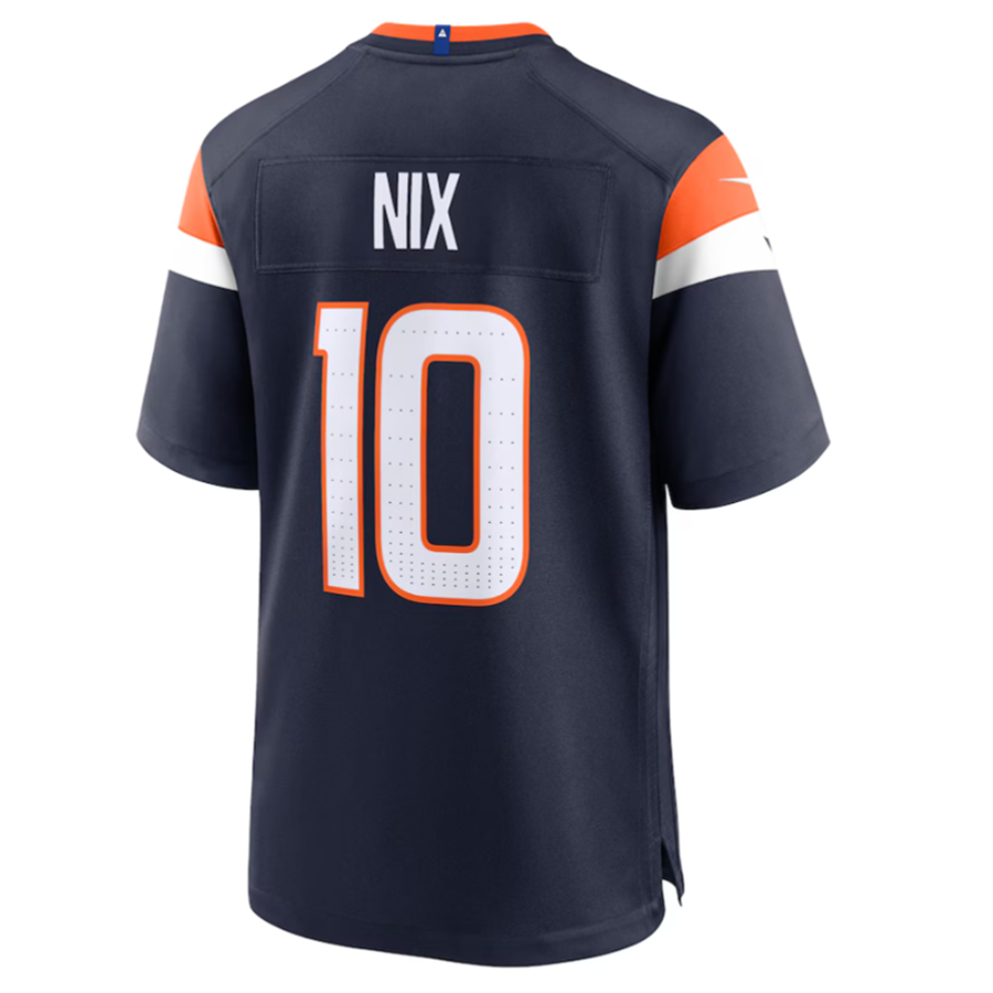D.Broncos #10 Bo Nix Player Navy Game Jersey -American Stitched Football Jerseys