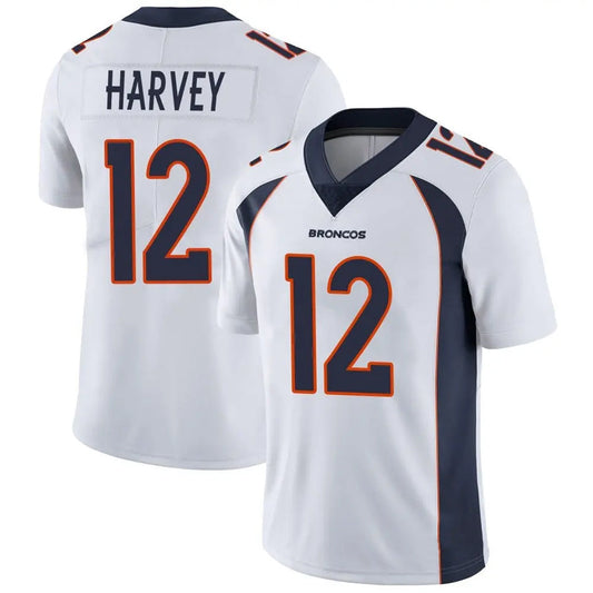 D.Broncos #12 RJ Harvey Player White Vapor Untouchable Limited Football Jerseys