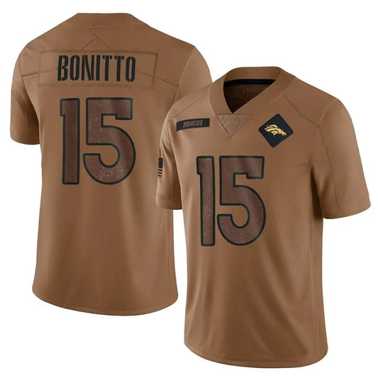 D.Broncos #15 Nik Bonitto Player Brown Salute To Service Limited Football Jerseys