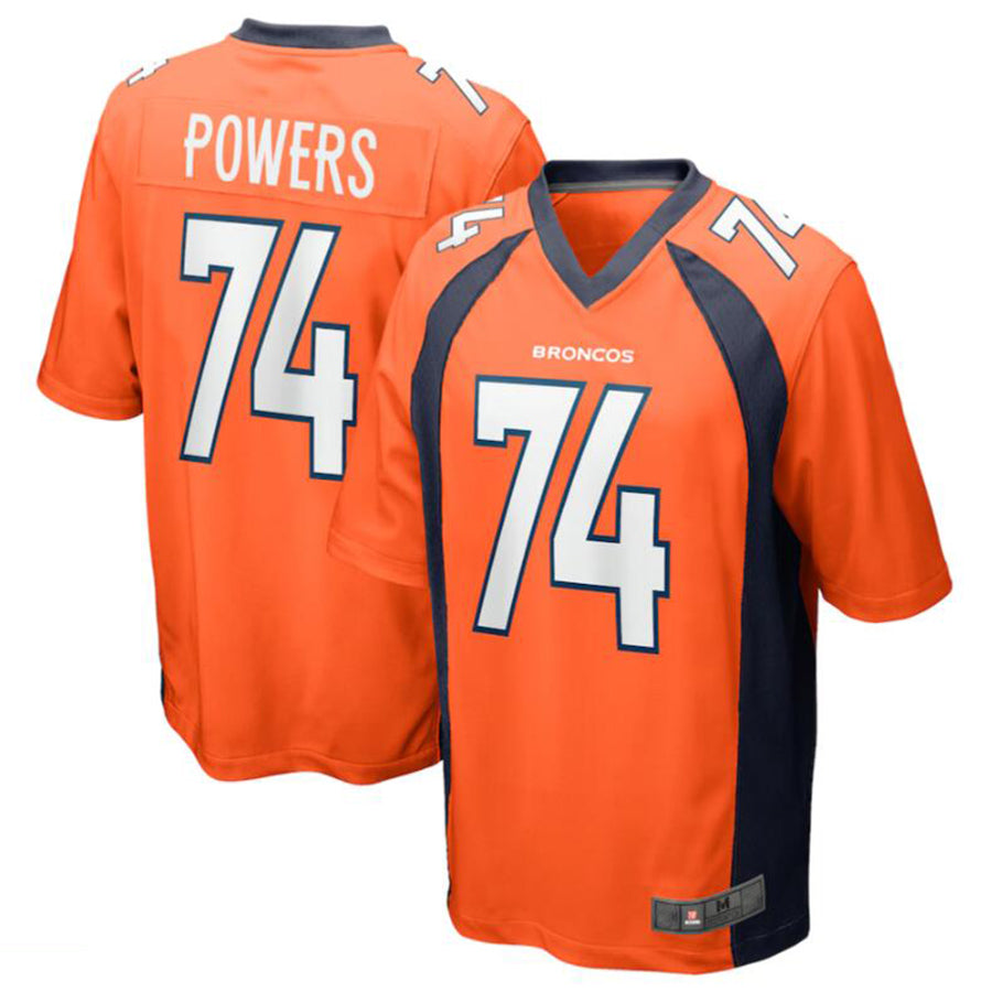 D.Broncos #74 Ben Powers Orange Game Player Jersey American Stitched Football Jerseys