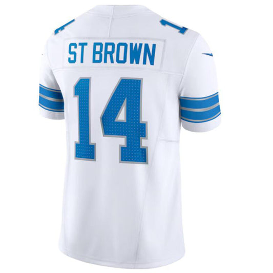 D.Lions #14 Amon-Ra St. Brown White Player Jersey 2nd Alternate Vapor F.U.S.E. Limited Jersey