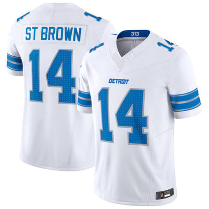 D.Lions #14 Amon-Ra St. Brown White Player Jersey 2nd Alternate Vapor F.U.S.E. Limited Jersey