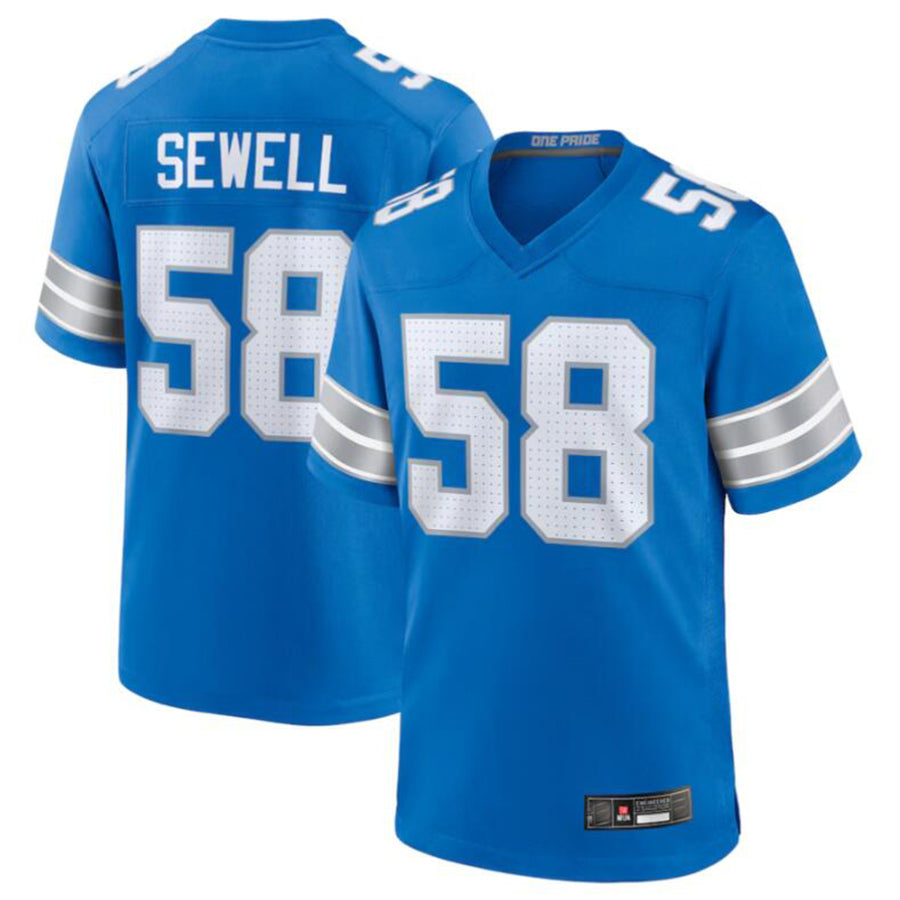 D.Lions #58 Penei Sewell Blue Game Jersey American Stitched Football Jerseys