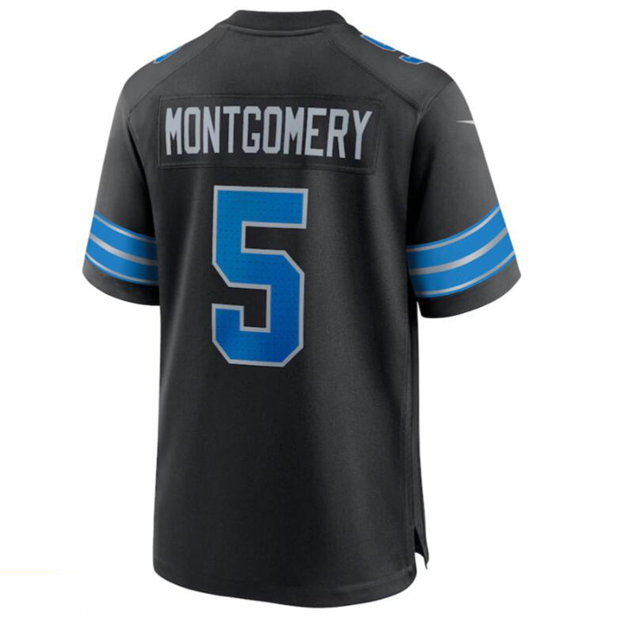 D.Lions #5 David Montgomery Black 2nd Alternate Game Jersey Football Player Jersey