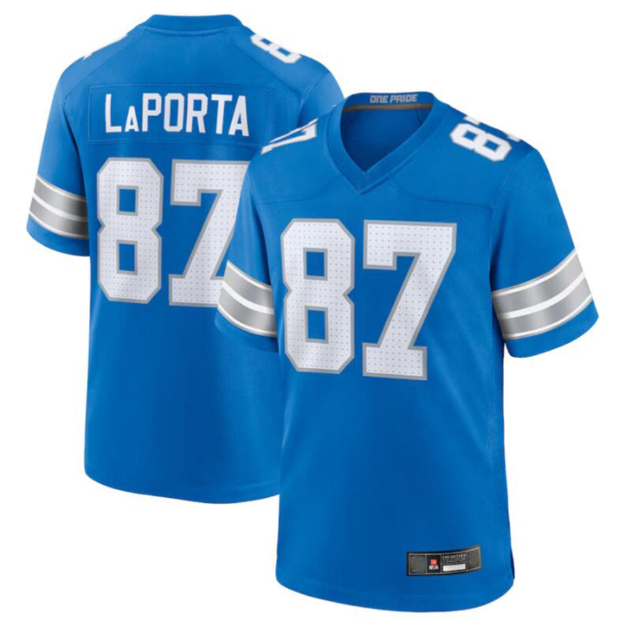 D.Lions #87 Sam LaPorta Blue Game Jersey American Stitched Football Jerseys