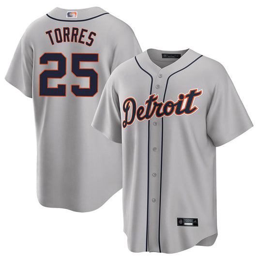D.Tigers #25 Gleyber Torres Player Gray Road Replica Baseball Jerseys