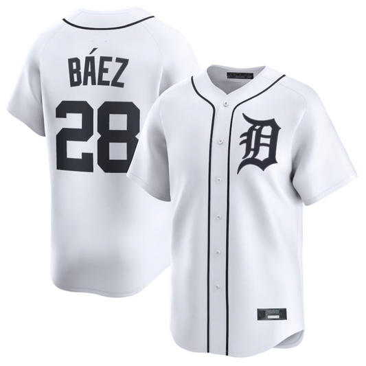 D.Tigers #28 Javier B¨¢ez Player White Home Limited Baseball Jerseys