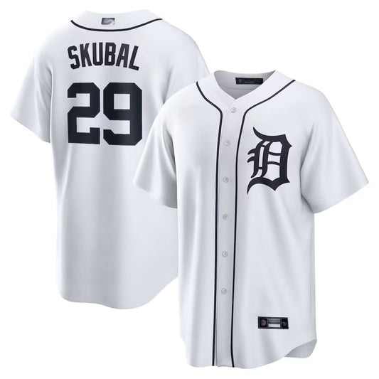 D.Tigers #29 Tarik Skubal Player White Home Replica Baseball Jerseys