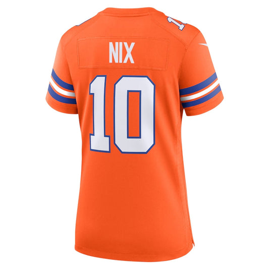 D.Broncos #10 Bo Nix Orange Mile High Collection 1977 Throwback Player Game Jerseys
