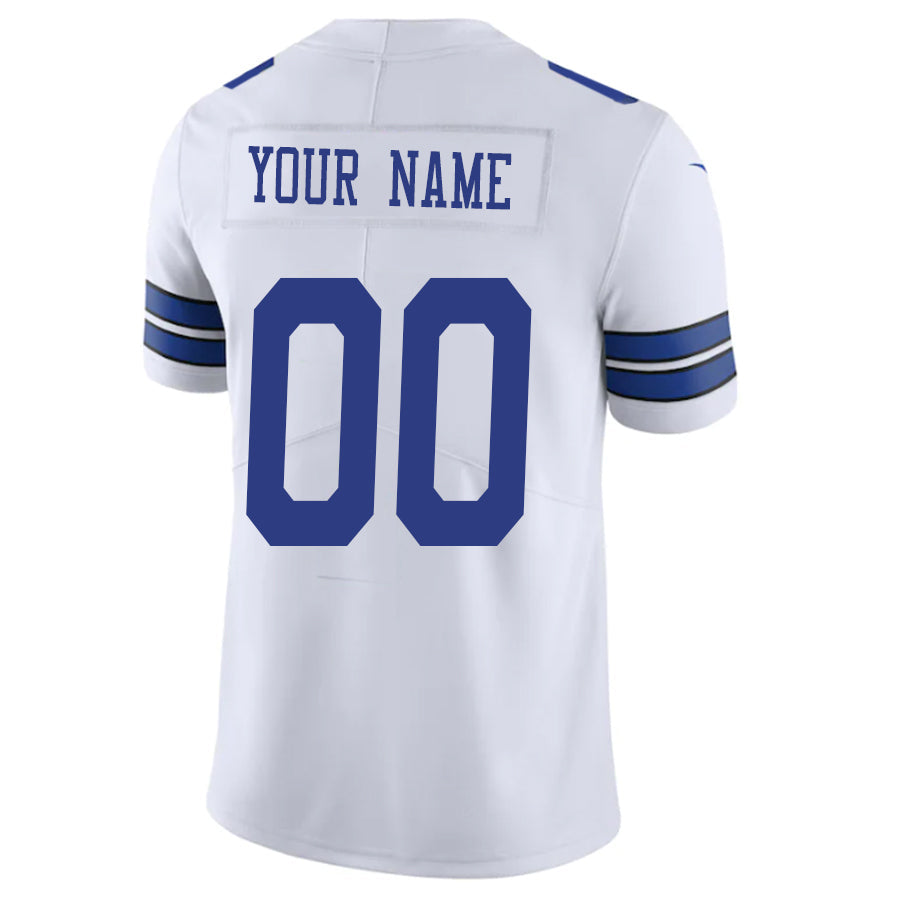 Custom D.Cowboys White Stitched Player Vapor Elite Football Jerseys