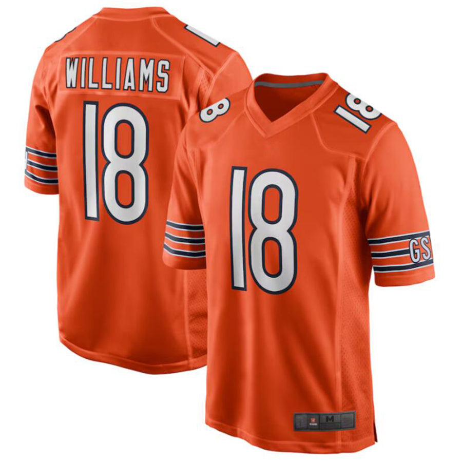 Football Jersey C.Bears #18 Caleb Williams Orange Alternate Draft First Round Pick Player Game Jersey