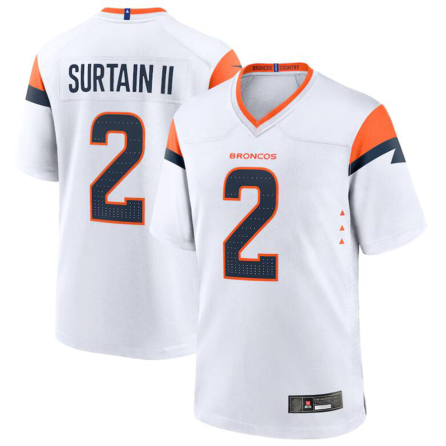 Football Jersey D.Broncos #2 Patrick Surtain II Player White Game Jersey Stitched American Football Jerseys