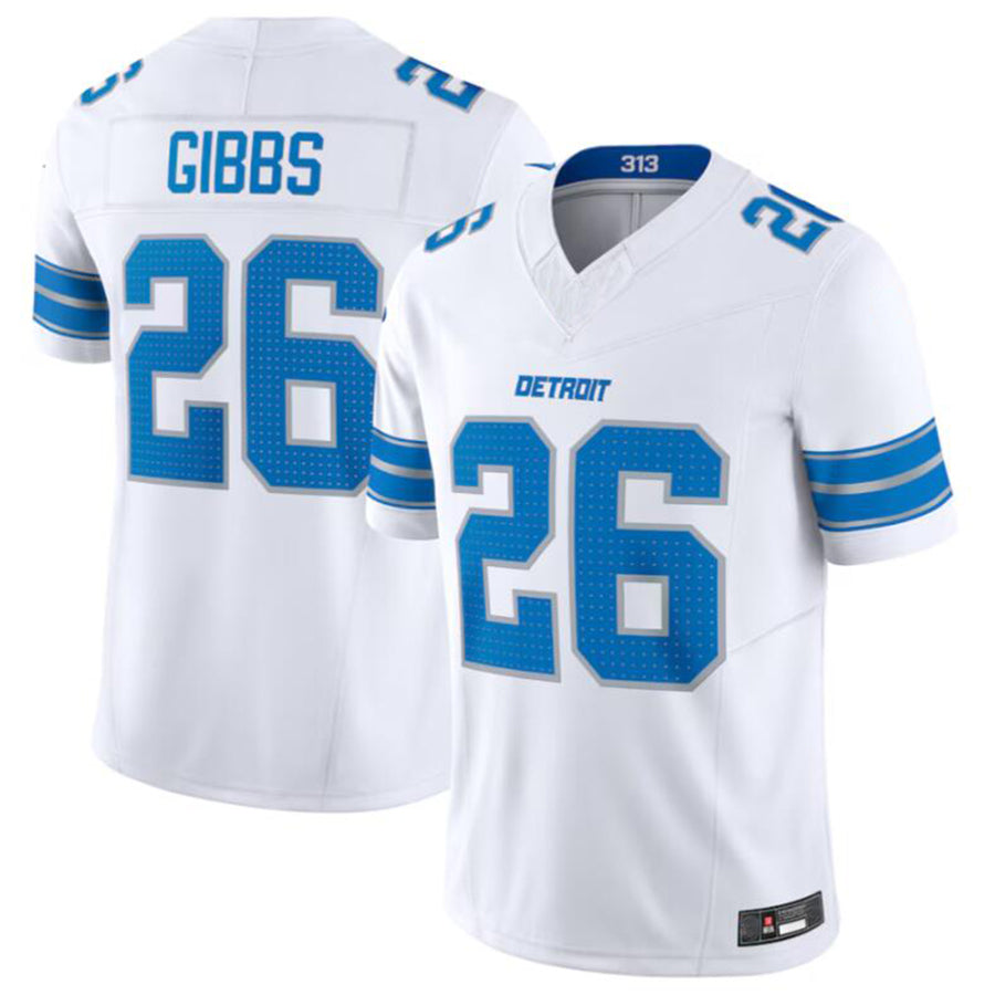 Football Jersey D.Lions #26 Jahmyr Gibbs White 2nd Alternate Vapor F.U.S.E. Limited Jersey American Stitched Jersey