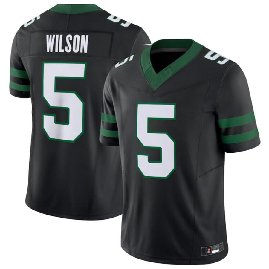 Football Jersey #5 Garrett Wilson NY.Jets Alternate Vapor F.U.S.E. Limited Black Player Jersey