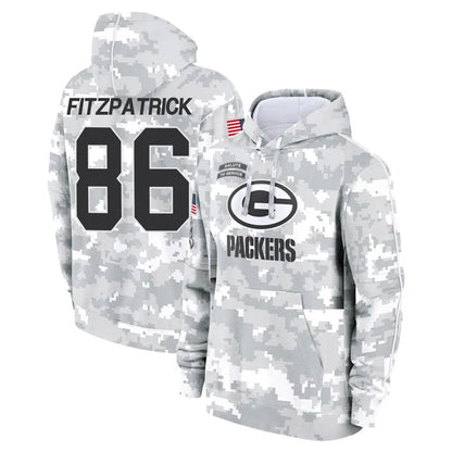 GB.Packers #86 John FitzPatrick Player Arctic Camo Salute To Service Hoodies Game Football Jerseys