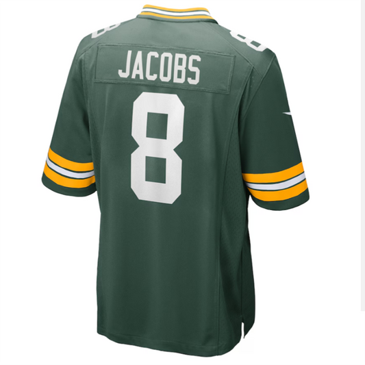 GB.Packers #8 Josh Jacobs Green Team Game Jersey Stitched American Football Jerseys