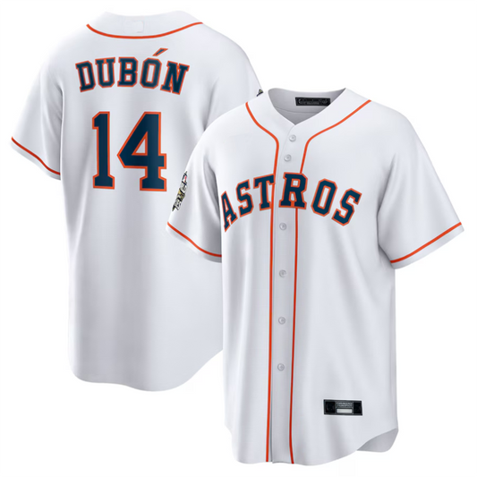 H.Astros #14 Mauricio Dub¨®n Player White Home Replica Baseball Jerseys