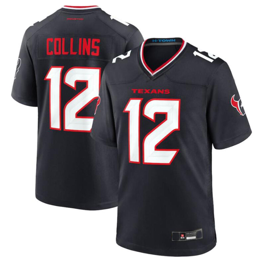 H.Texans #12 Nico Collins Navy Game Jersey American Stitched Football Jerseys