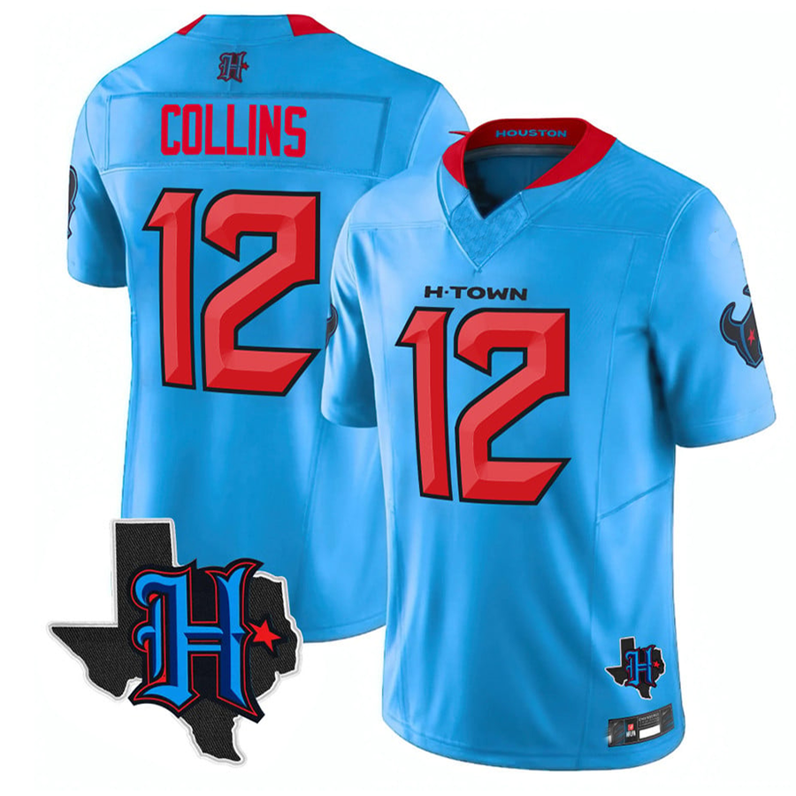 H.Texans #12 Nico Collins Blue Game Jersey Stitched American Football Jerseys