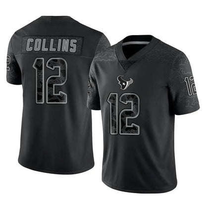 H.Texans #12 Nico Collins Player Black REFLECTIVE Limited Football Jerseys