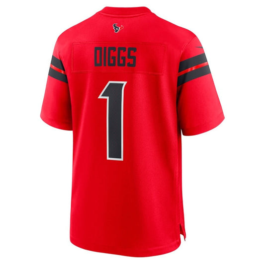 H.Texans #1 Stefon Diggs Player Red Alternate Game American Football Jersey