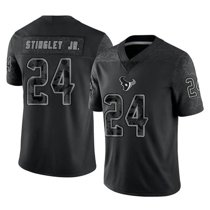 H.Texans #24 Derek Stingley Jr. Player Black REFLECTIVE Limited Football Jerseys