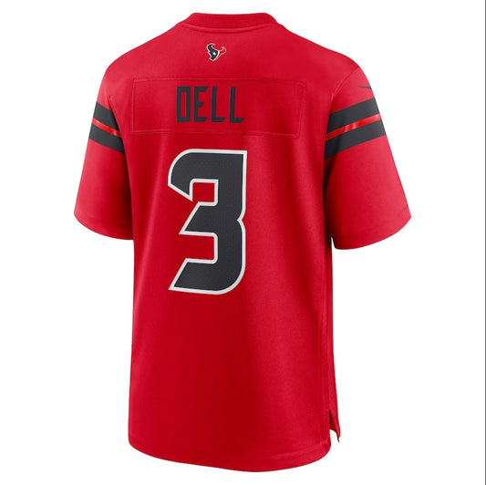 H.Texans #3 Tank Dell Player Red Alternate Game American Football Jersey