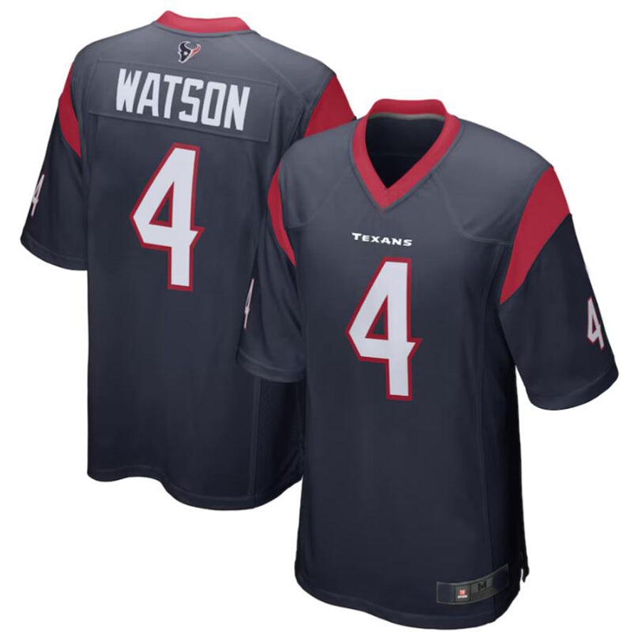 H.Texans #4 Deshaun Watson Navy Game Jersey American Stitched Football Jerseys