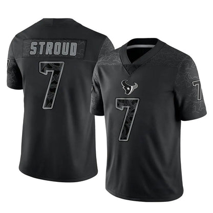 H.Texans #7 C.J. Stroud Player Black REFLECTIVE Limited Football Jerseys