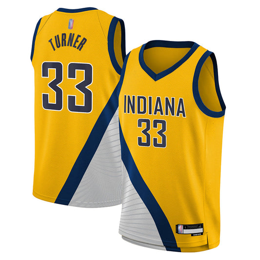 IN.Pacers #33 Myles Turner Player Gold Statement Edition Swingman Basketball Jerseys