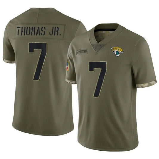J.Jaguars #7 Brian Thomas Jr. Player Olive Salute To Service Limited Football Jerseys