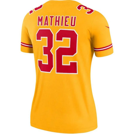 KC.Chiefs #32 Tyrann Mathieu Gold Inverted Legend Player Jersey Stitched American Football Jerseys