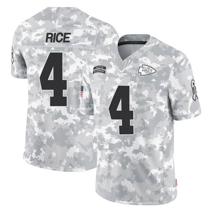 KC.Chiefs #4 Rashee Rice Player Limited Arctic Camo Salute to Service Football Jerseys