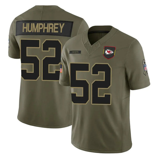 KC.Chiefs #52 Creed Humphrey Player Olive Salute to Service Limited Football Jerseys