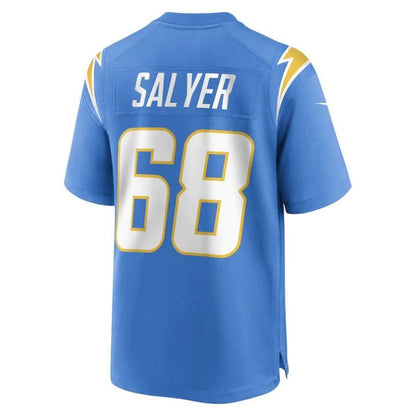 LA.Chargers #68 Jamaree Salyer Powder Blue Game Player Jersey Stitched American Football Jerseys