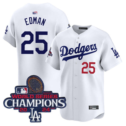 LA.Dodgers #25 Tommy Edman Player White Home Limited World Series Champions Baseball Jerseys