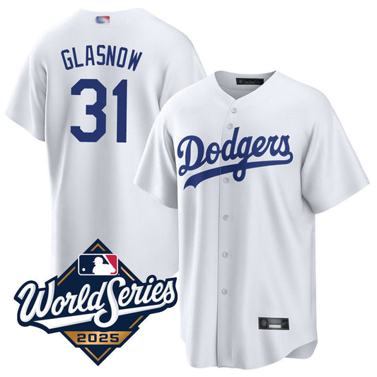 LA.Dodgers #31 Tyler Glasnow Player White Home World Series Replica Baseball Jerseys