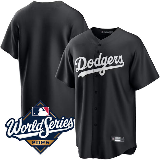 LA.Dodgers Blank Player Black Lights Out Replica World Series Baseball Jerseys