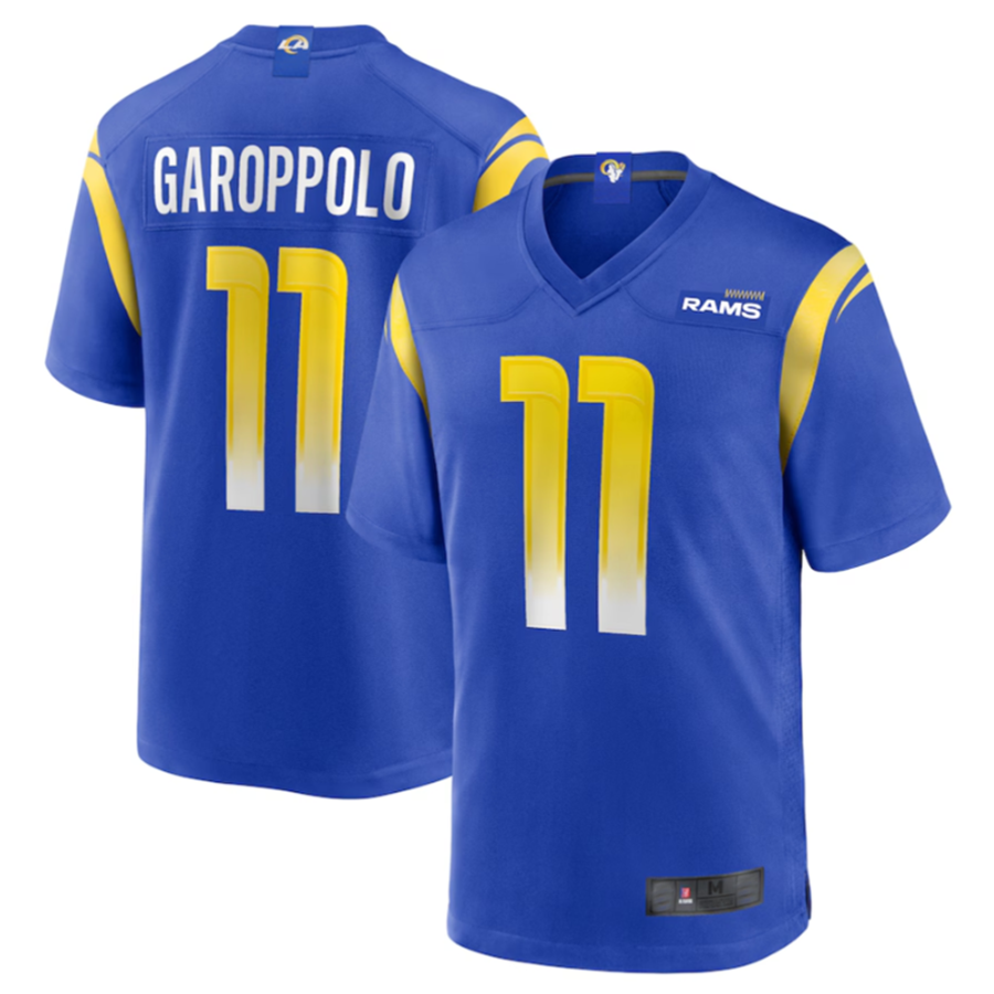 LA.Rams #11 Jimmy Garoppolo Royal Game Jersey American Stitched Football Jerseys