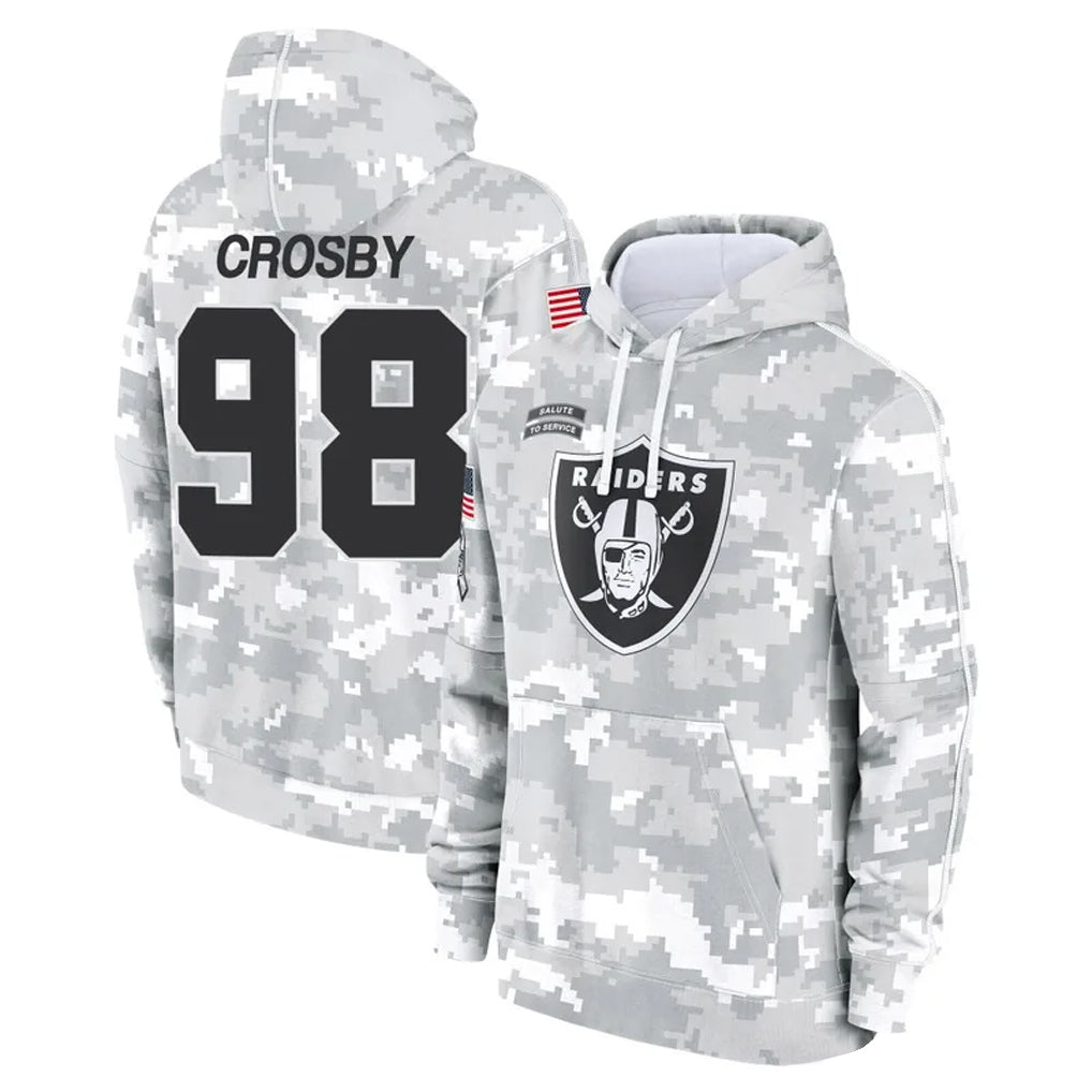 LV.Raiders #98 Maxx Crosby Player Salute to Service Hoodies Football Jerseys