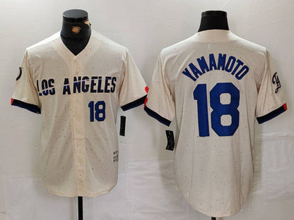 LA.Dodgers #18 Yoshinobu Yamamoto Cream Player City Connect Limited Stitched Baseball Jerseys